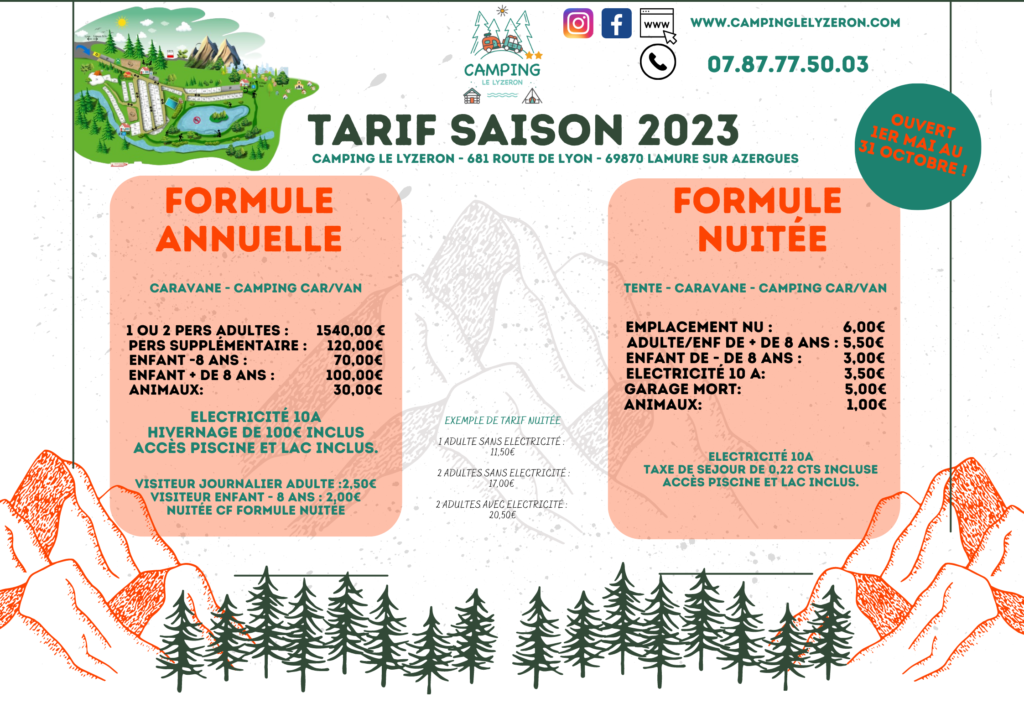 TARIF SAISON 2023